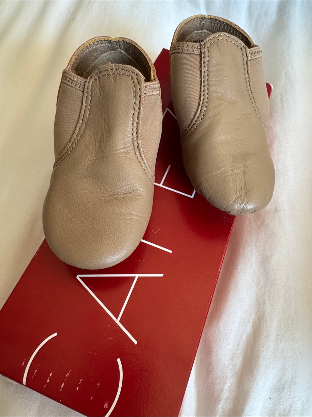 Capezio Taupe Leather Slip-On Baby Shoes